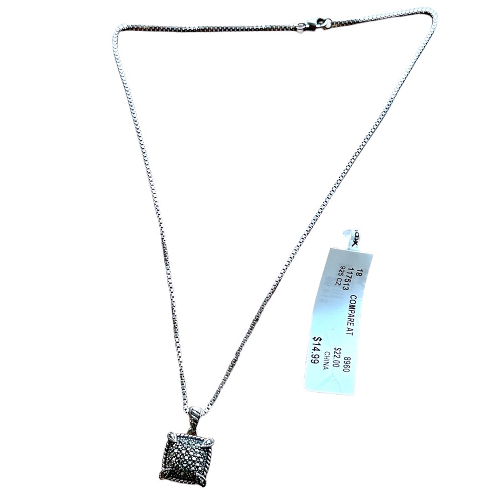 Necklace with 18” silver tone chain & square pendant Perfect with any outfit!